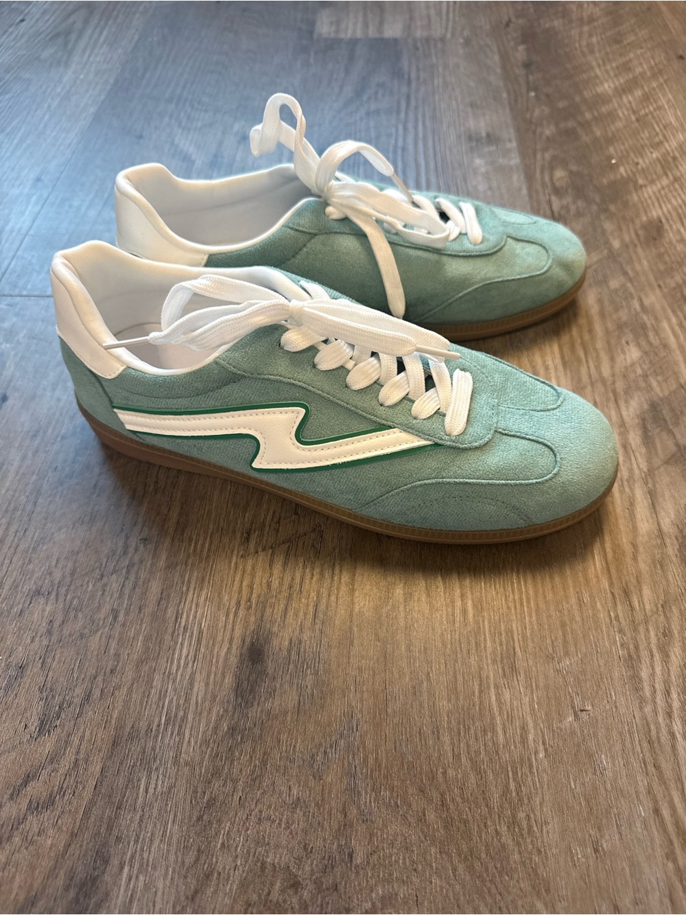 Project Cloud Mint Green Suede Retro Sneakers Women’s Size 10 Gum Sole - Picture 3 of 6